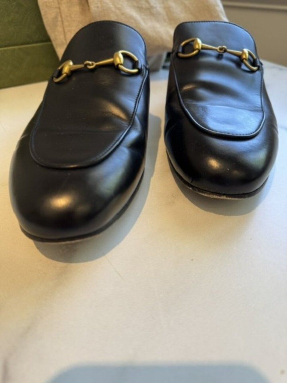 Gucci Princetown Black Leather Horesbit Mules Loafers - size 38.5 - Picture 3 of 6